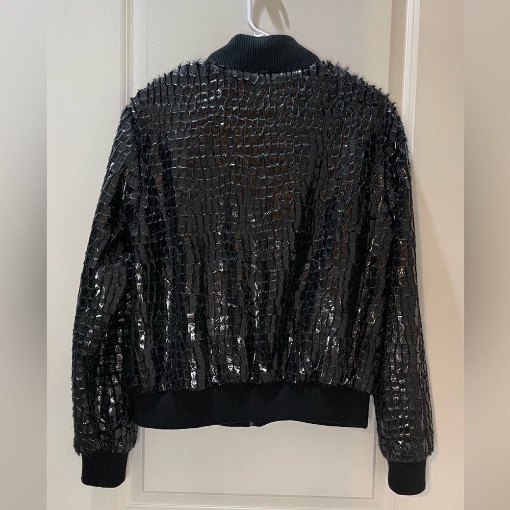 Peter Nygard Vintage Black Bomber Jacket with Shimmering Finish Size L/XL - Picture 8 of 8